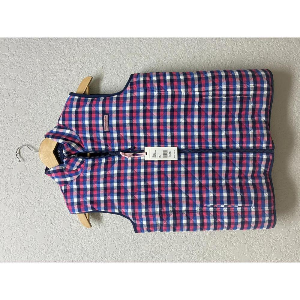 Vineyard Vines Reversible Sherpa Shep Vest Moonshine Plaid XL(16)